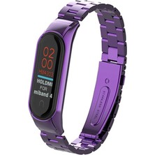 Hobibahçem Mi Band 4 Metal Baklalı Kordon - Mor