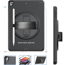 Hobibahçem iPad 10.2 (7.nesil) Kılıf Hand Strap Tablet Kılıfı - Siyah