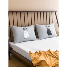 Empressco Karışık Kedi Desenli Pamuklu Yastık Kılıfı Çift Seti