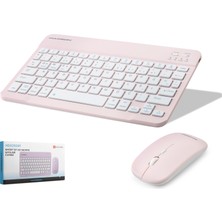 İlkyaz Fashion Kablosuz Bluetooth Smart Klavye Mouse Seti Şarjlı 1600 Dpi Pembe HDX2508P