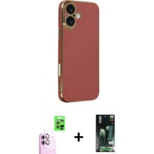 Marsilyan™- iPhone 16 Kılıf Yankı Serisi - Siyah 360 Mat Full Body Arka Koruyucu + Raze Metal Kamera Lens - Pe