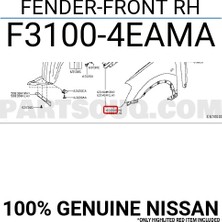 TŞT Nissan Qashqai Ön Çamurluk Sağ 2013- (Oem No:  F31004EAMA)