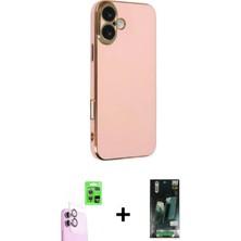 Marsilyan™- iPhone 16 Kılıf Yankı Serisi - Siyah 360 Mat Full Body Arka Koruyucu + Raze Metal Kamera Lens - Pe