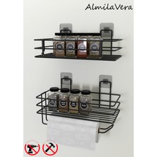 Empressco Vikihouse Güçlü Yapışkanlı Baharatlık 2 Li Metal Kağıt Havluluk Siyah Baharat Standı Mutfak Rafı - Fiyatı, Yorumları