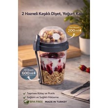 Empressco Genchome Homeware Diyet & Granola Kabı , 2 Hazneli Kaşıklı 200 ml + 600 Ml, Saklama Kabı - Fiyatı, Yorumları