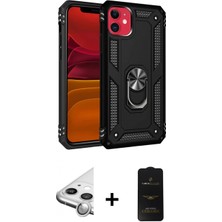 Marsilyan™- iPhone 11 Kılıf Ahenk Klasik Koleksiyonu - Siyah 6d Antistatik Mat Seramik Hayalet Nano Ekran Koruyucu + Raze Metal Kamera Lens - Gs