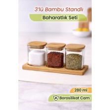 Empressco Naturelove 3’lü Bambu Standlı Baharatlık Seti - Hava Almaz Kapaklı Borosilikat Kare Cam Baharat Saklama Kabı - Fiyatı, Yorumları