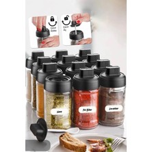 Empressco Patulya Aksesuar 6 Adet Kapağı Kendinden Kaşıklı Kilitli Etiketli Baharatlık Seti - (300 Ml) Cam Kavanoz 6 Adet - Fiyatı, Yorumları