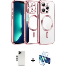 Marsilyan™- iPhone 12 Pro Kılıf Nova Işık Özel Seri - Siyah 3D Antistatik Cam Ekran Koruyucu + Shine Kamera Lens - Gs