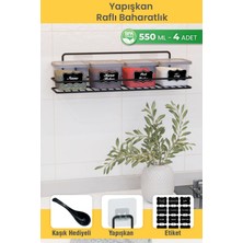 Empressco Dekula Yapışkan Raflı 4 Lü 550 ml Baharatlık Seti Etiket ve Kaşık Hediyeli Metal Baharat Standı - Fiyatı, Yorumları