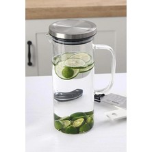 Empressco Şık Çelik Kapaklı Yuvarlak Cam Sürahi 1500 Ml, Modern ve Şık Tasarım