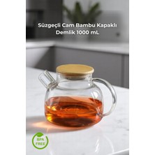 Empressco Bambu Vakumlu Kapaklı Cam Demlik 1000 Ml, Isıya Dayanıklı ve Şık Tasarım