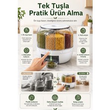 SHC4200 6 Bölmeli Döner Hazneli Bakliyat Kuru Gıda Saklama Kutusu Pratik Dağıtıcılı