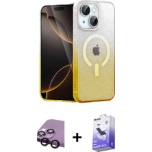 Marsilyan™- iPhone 14 Kılıf Eksen Minimal Özel Seri - Siyah Bilvis 5in1 5d Magic Hayalet Cam Ekran Koruyucu + Raze Metal Kamera Lens - Sh