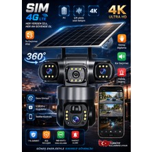 Dobest 4K 4G Sım Güneş Enerjili 3 Lens 3Ptz Dış Kamera 360° Panoramik, V380PRO, Su kar Dayanıklı, Gece Görüşü