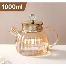 Empressco Bambu Kapaklı Cam Demlik 1l, Isıya Dayanıklı, Süzgeçli, Bitki Çayı Demliği