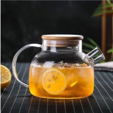 Empressco 1000ML Bambu Kapaklı Isıya Dayanıklı Cam Bitki Çayı Demliği, Şık ve Fonksiyonel
