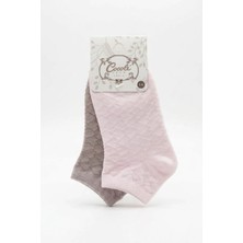 Cocole Socks Kız Bebek Patik Çorabı 2'li Set Pamuklu Pudra Pembe & Mürdüm Rengi Baklava Desenli