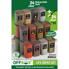 Empressco Offbox 24 Adet Antrasit 400 ml Erzak Saklama Kabı Baharatlık Seti 40 Etiket + 24 Kaşık Hediyeli - Fiyatı, Yorumları