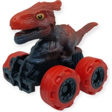 Kyops Sürtmeli Dinazor Arabalar 12 cm - H-20 - Kırmızı Parasaurolophus (Lisinya)