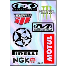 Rebon Moto Design Motosiklet Monster Hologram Çoklu Sticker 05