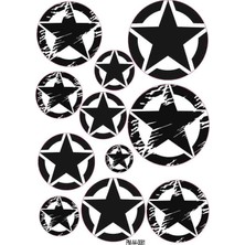 Rebon Moto Design Sheriff Yıldız Tasarım A4 Çoklu Sticker Seti