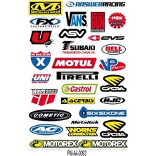 Rebon Moto Design Motosiklet Sponsor Tasarım A4 Çoklu Sticker Seti 03