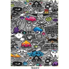 Rebon Moto Design Hellaflush Tasarım A4 Tek Parça Sticker Seti 03
