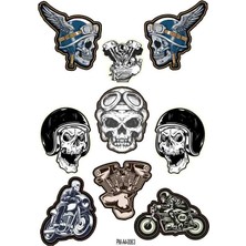 Rebon Moto Design Kuru Kafa Motosiklet Dekor Tasarım A4 Çoklu Sticker Seti