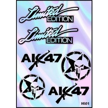Rebon Moto Design Motosiklet AK47 Hologram Çoklu Sticker