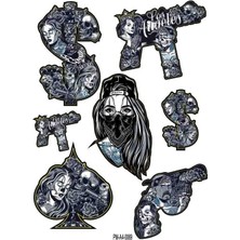 Rebon Moto Design Los Angeles Dekor Tasarım A4 Çoklu Sticker Seti