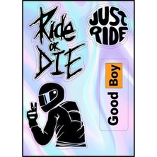 Rebon Moto Design Motosiklet Rıde Or Dıe Hologram Çoklu Sticker