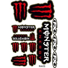 Rebon Moto Design Monster Sponsor Tasarım A4 Çoklu Sticker Seti 27
