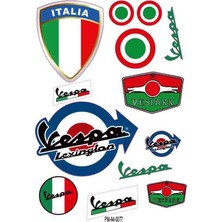 Rebon Moto Design Vespa Tasarım A4 Çoklu Sticker Seti