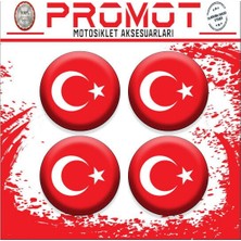Rebon Moto Design Türk Bayrağı Tasarım Damla Sticker (4cm-4 Adet)