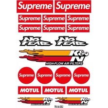 Rebon Moto Design Motosiklet Sponsor Kn-Supreme Tasarım A4 Çoklu Sticker Seti