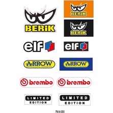 Rebon Moto Design Motosiklet Sponsor Berik-Elf Tasarım A4 Çoklu Sticker Seti