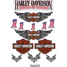 Rebon Moto Design Motosiklet Harley Davıdson Tasarım A4 Çoklu Sticker Seti 05