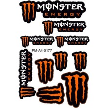 Rebon Moto Design Monster Sponsor Tasarım A4 Çoklu Sticker Seti 30