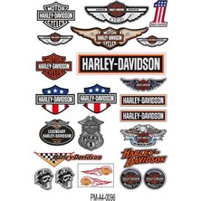 Rebon Moto Design Motosiklet Harley Davıdson Tasarım A4 Çoklu Sticker Seti 01