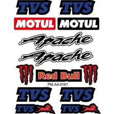 Rebon Moto Design Apache Tasarım A4 Çoklu Sticker Seti