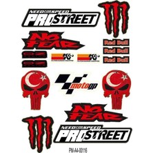 Rebon Moto Design Motosiklet Sponsor Tasarım A4 Çoklu Sticker Seti