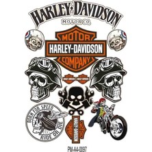 Rebon Moto Design Motosiklet Harley Davıdson Tasarım A4 Çoklu Sticker Seti 02
