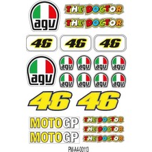 Rebon Moto Design Motosiklet 46-Agv Sponsor Tasarım A4 Çoklu Sticker Seti