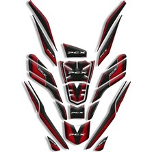 Rebon Moto Design Pcx Uyumlu 26 Parça Tank Pad Full Set (2021-2024) Kırmızı Petek