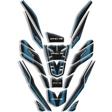 Rebon Moto Design Pcx Uyumlu 26 Parça Tank Pad Full Set (2021-2024) Mavi Petek
