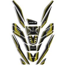 Rebon Moto Design Pcx Uyumlu 26 Parça Tank Pad Full Set (2021-2024) Sarı Petek