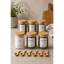 Empressco Kaihome Bambu Vakum Kapaklı 300ML 6lı Cam Baharat Seti 6 Adet Ahşap Kaşık - Fiyatı, Yorumları