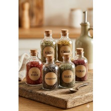 Empressco Pause Art Home 50ML Mantar Tıpalı Cam Baharatlık Şişesi - Boş Baharat Kavanozu - 6