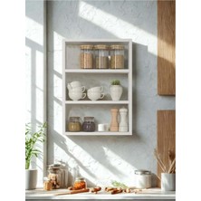 Empressco Mobilyamgüzel Mutfak Duvar Rafı 3 Katlı | Baharatlık ve Kavanoz Rafı | Modern Beyaz Duvara Monte Raf 50X60 cm - Fiyatı, Yorumları